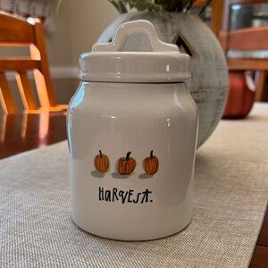 Rae Dunn Harvest Canister with Watercolor Orange Pumpkins